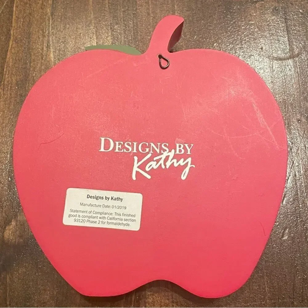Designs by Kathy Apple Wall Plaque Teacher Red Wood Sign‎ Decor Farmhouse Gifts